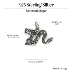 Chinesischer Drache Anhänger Silberschmuck Kettenanhänger 925/000