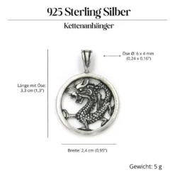 chinesischer Drache Schmuck 925 Silberschmuck Anhänger