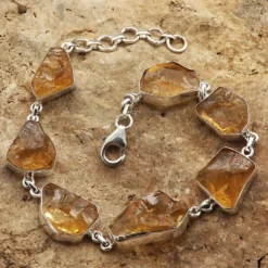 Citrin Armband Silber einreihig Rohsteine edler Armschmuck aus Sterlingsilber
