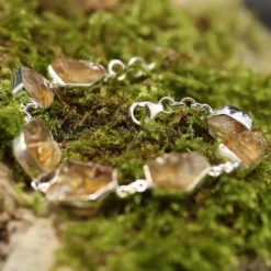 Citrin Armband Silber einreihig Rohsteine edler Armschmuck aus Sterlingsilber
