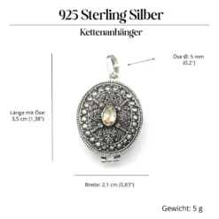 Citrin Medaillon aus 925 Silber Schmuck Kunst Handwerk