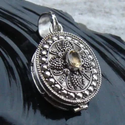 Citrin Medaillon aus 925 Silber Schmuck Kunst Handwerk