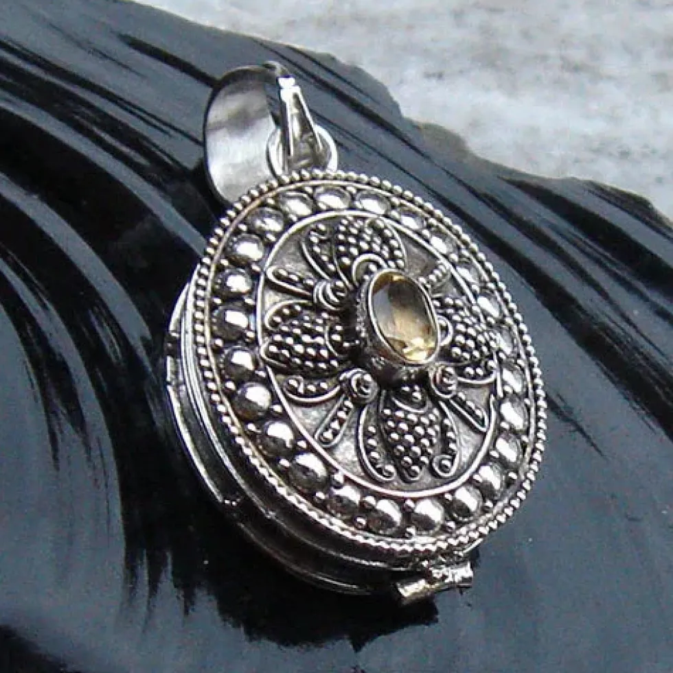 Citrin Medaillon aus 925 Silber Schmuck Kunst Handwerk