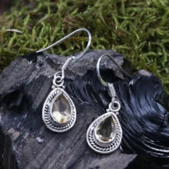 Citrin Ohrringe Edelstein Ohrschmuck Ohrhänger 925er Silber