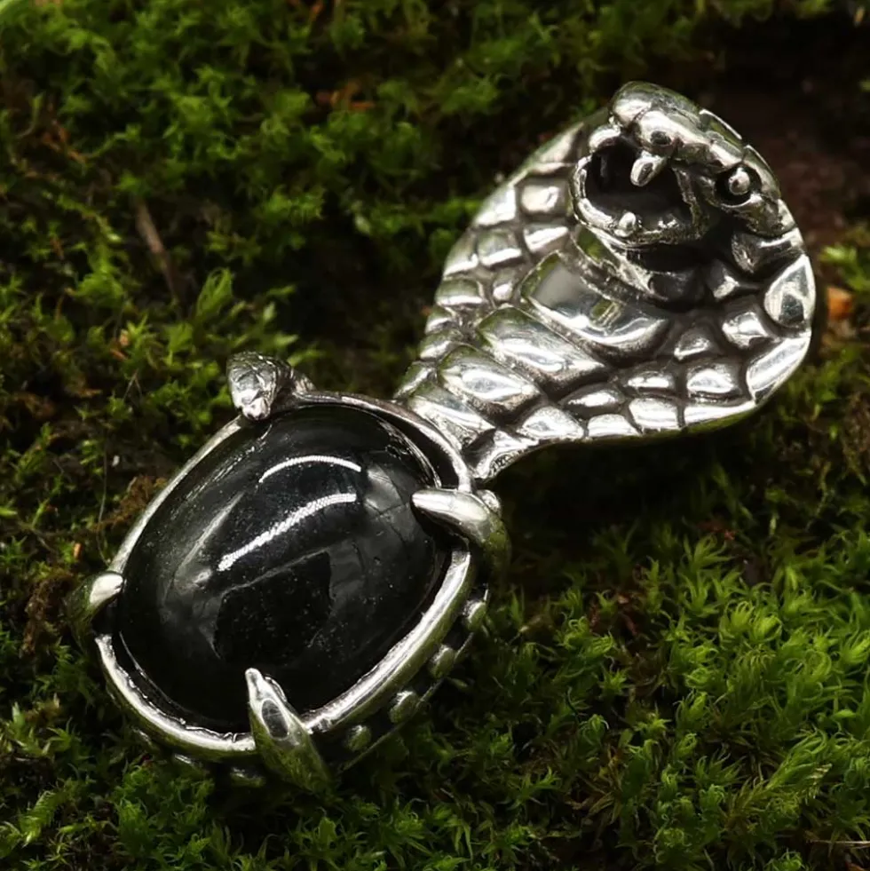 Cobra Black Star Sterndiopsid Anhänger Schmuck 925 Silber