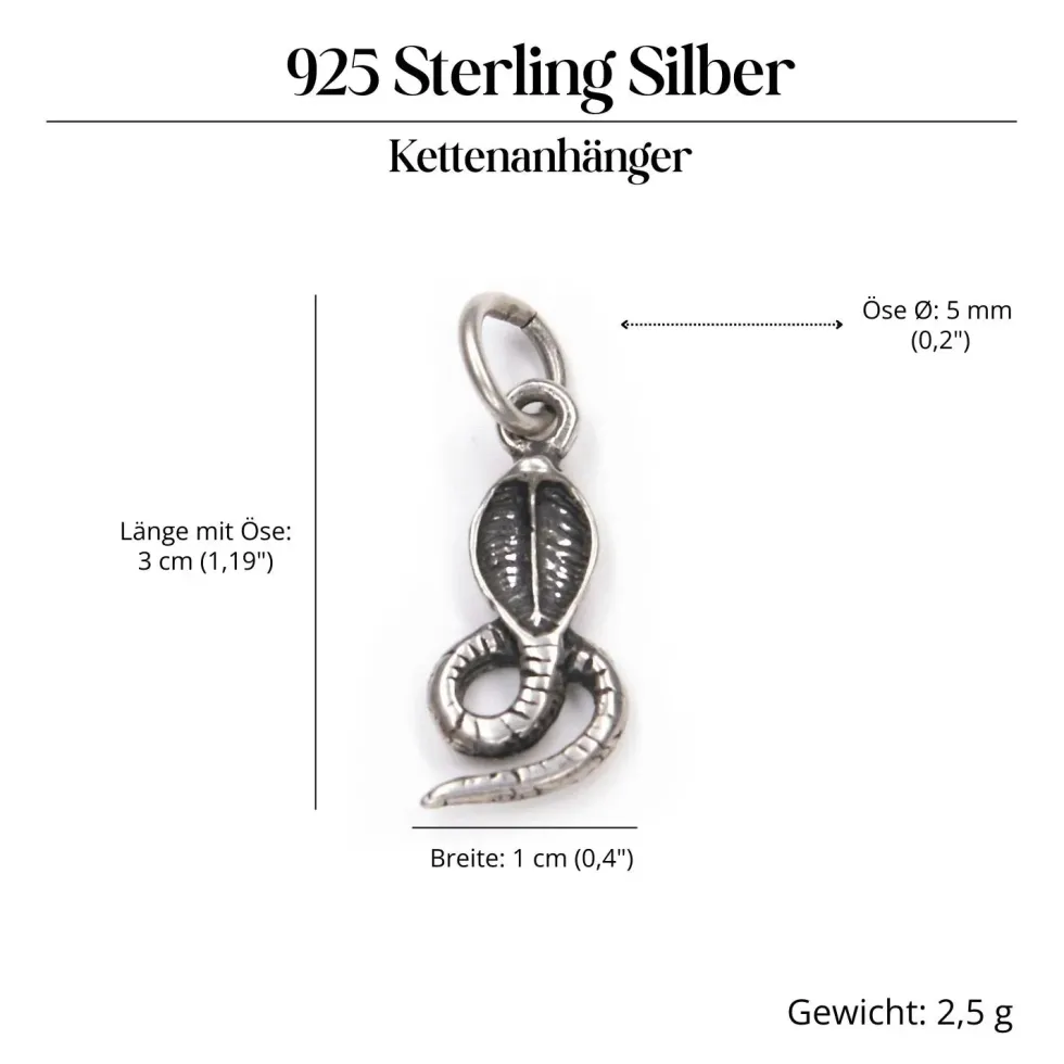 Cobra Schlange Schmuck Kettenanhänger 925 Silber