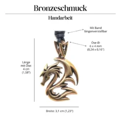 cooler Drache Schmuck Bronze Kette