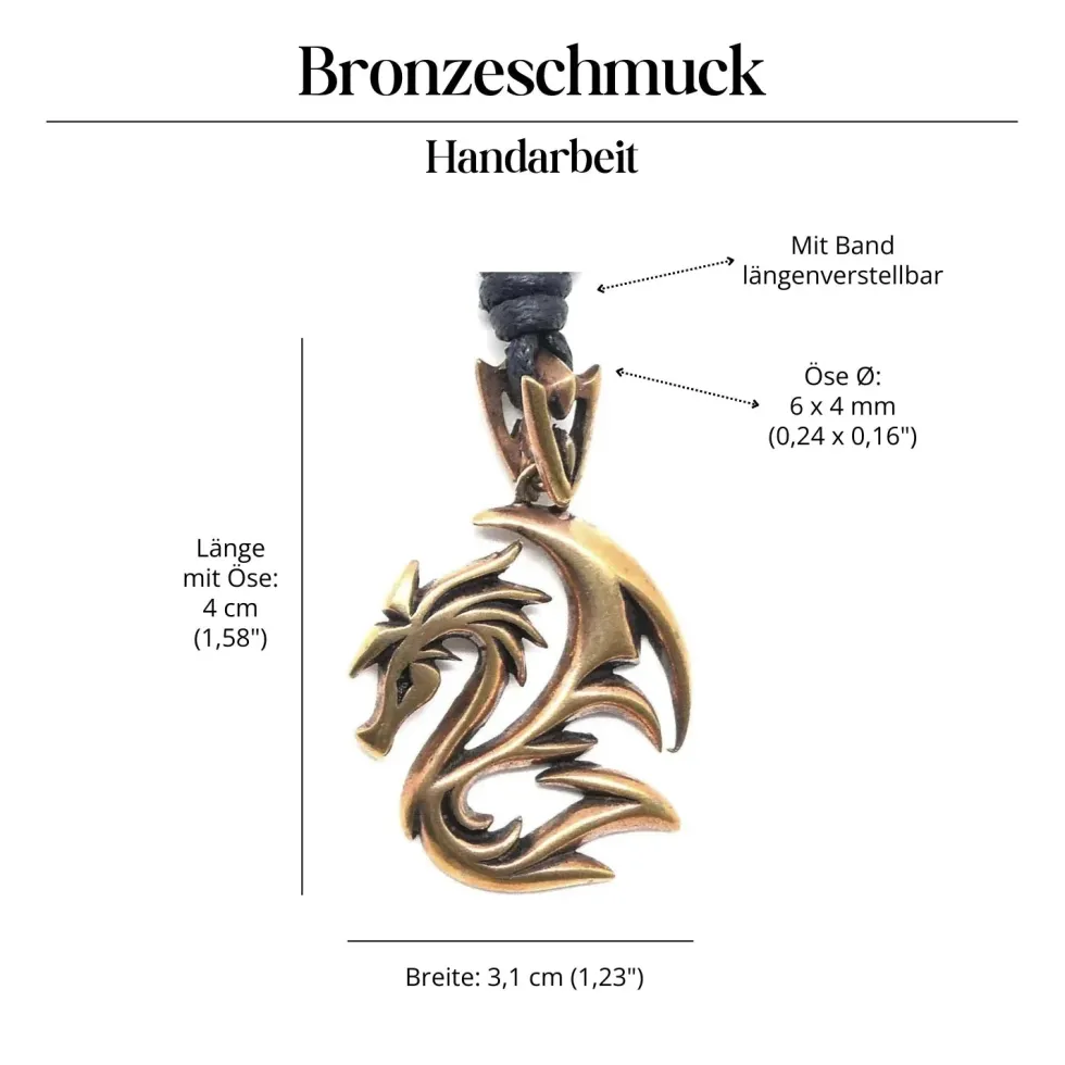 cooler Drache Schmuck Bronze Kette