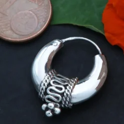 Creole Bali Mond Ø 18mm konisch edel verziert 925 Silber