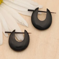 Creole 1,5cm Ohrschmuck aus Horn geschnitzt (Paar)