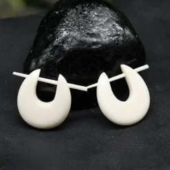 Creole 1,5cm Ohrschmuck aus Knochen geschnitzt (Paar)