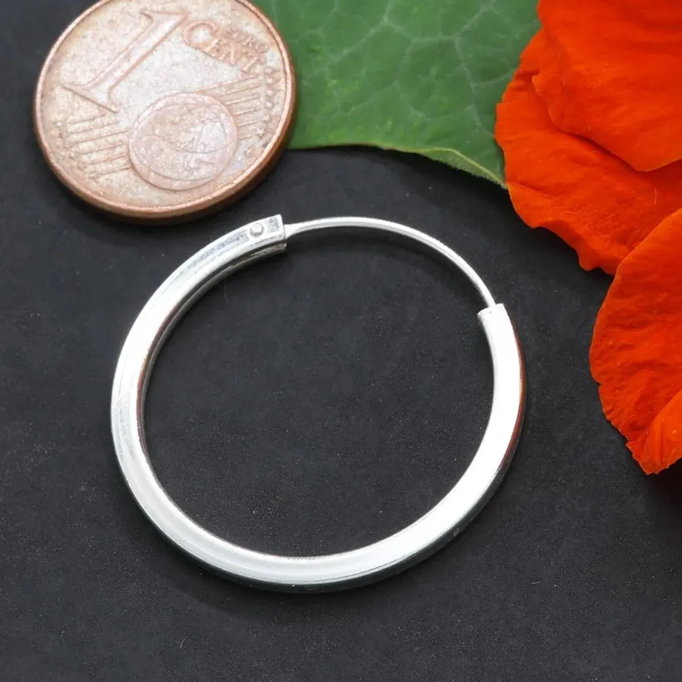 Creole glatt eckig 925 Silber 26 mm 2mm