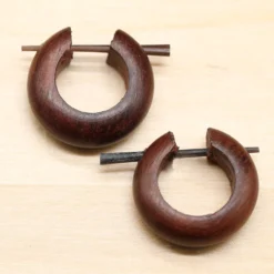 Creole Holz Ohrschmuck 2cm geschnitzter Ohrring (Paar)