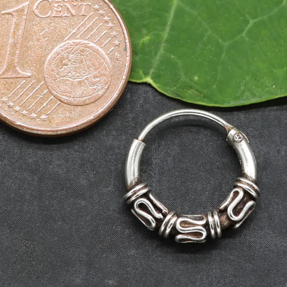 Creole 12mm 1,5mm Bali 925 Sterlingsilber