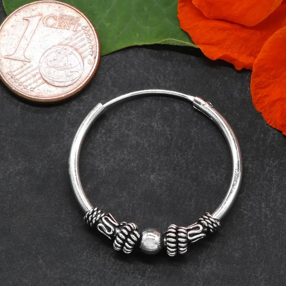 Creole 25mm / 1,5mm Kugel Schlange 925 Silberschmuck