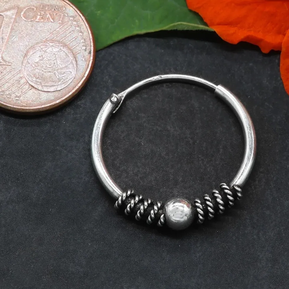 Creole 20mm / 1,6mm Kugel 925 Silberschmuck