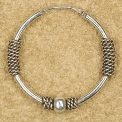 Creole 25mm / 1,6mm Kugel verziert 925 Silberschmuck