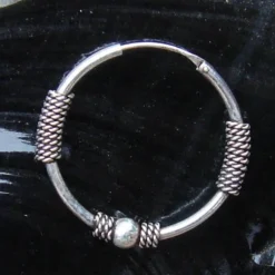 Creole 25mm / 1,6mm Kugel verziert 925 Silberschmuck