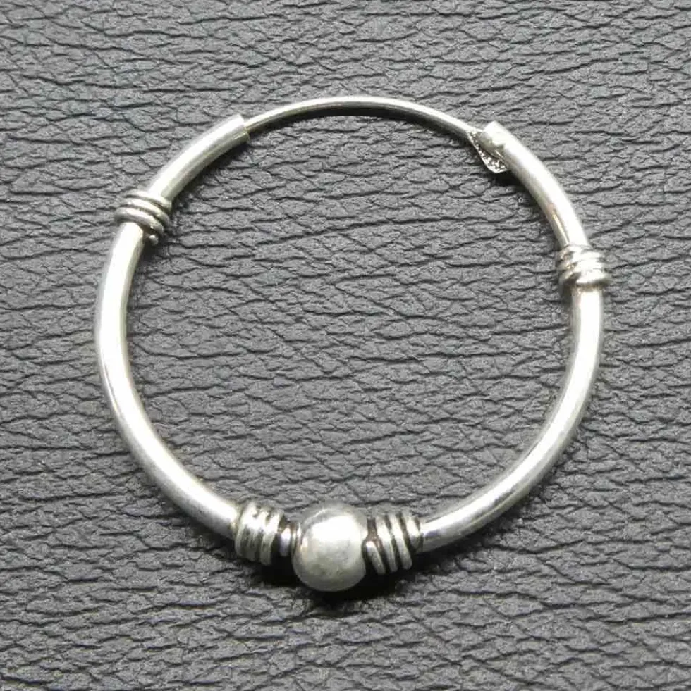 Creole 25mm / 1,5mm mit Kugel Ohrschmuck 925 Silber Stück