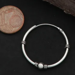 Creole 25mm / 1,5mm mit Kugel Ohrschmuck 925 Silber Stück