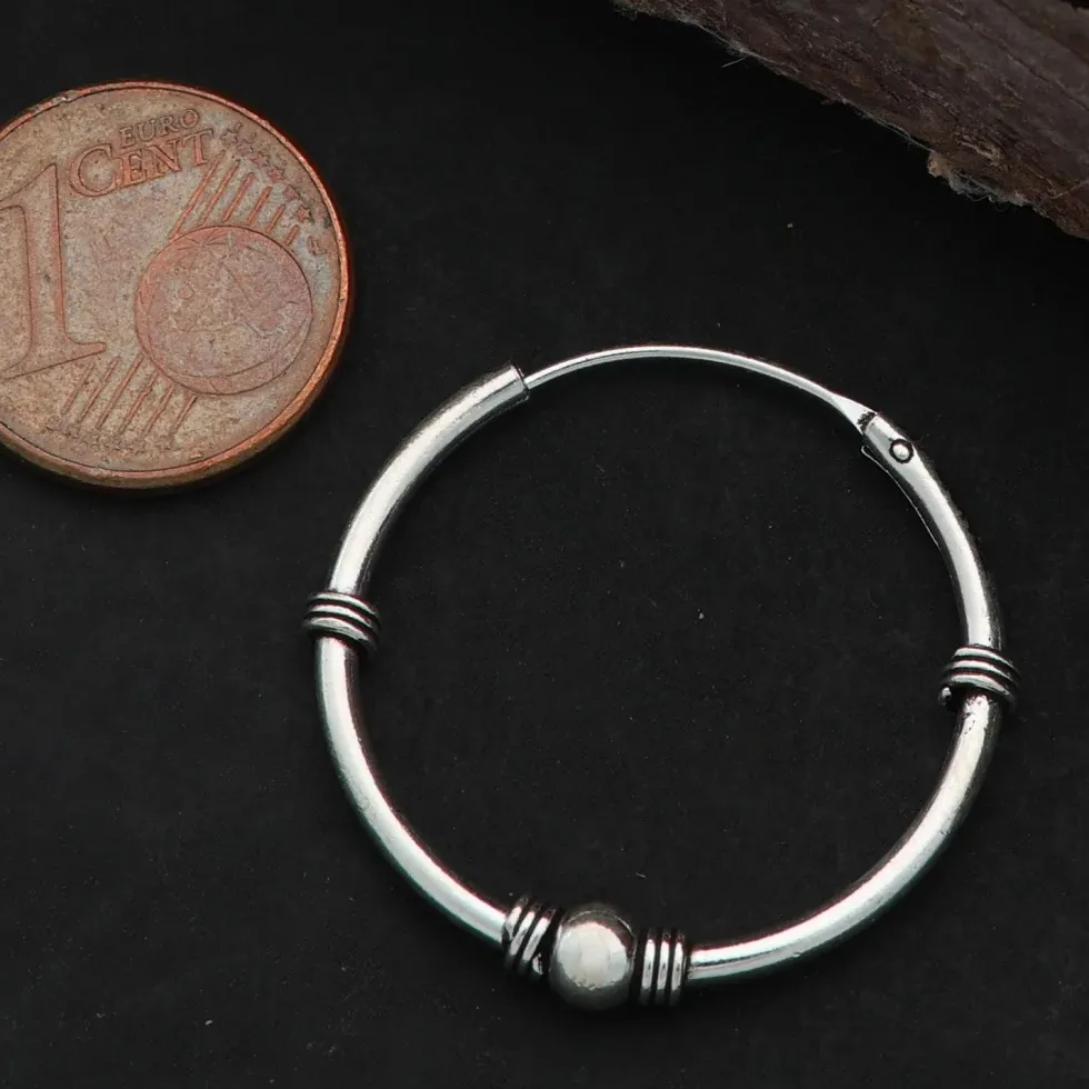 Creole 25mm / 1,5mm mit Kugel Ohrschmuck 925 Silber Stück