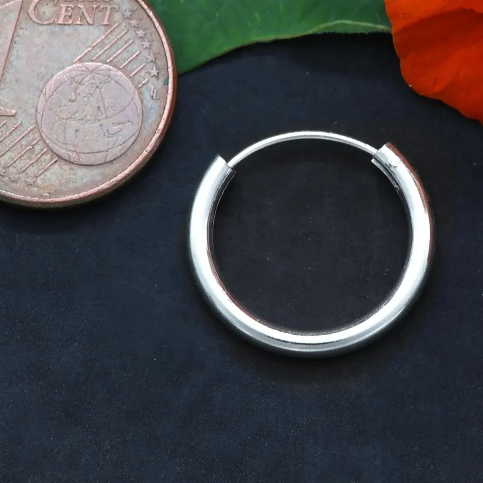 Creole 16mm / 2mm rundes Profil Sterlingsilber 925
