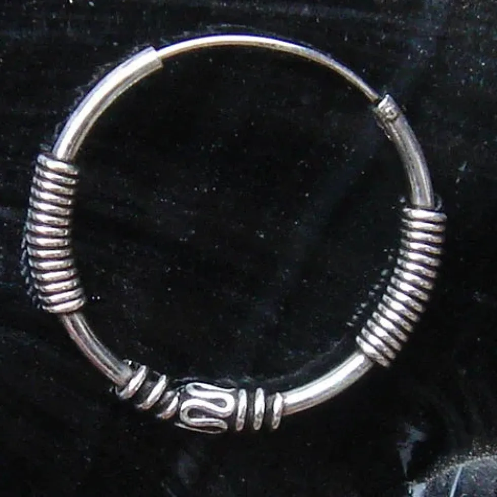 Creole 25mm / 1,6mm Schlange verziert 925 Silberschmuck