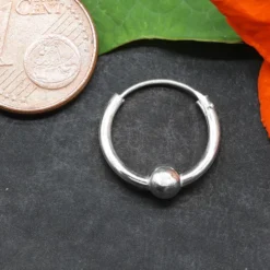Creole 14mm / 1.5mm schlicht mit Kugel 925 Silber