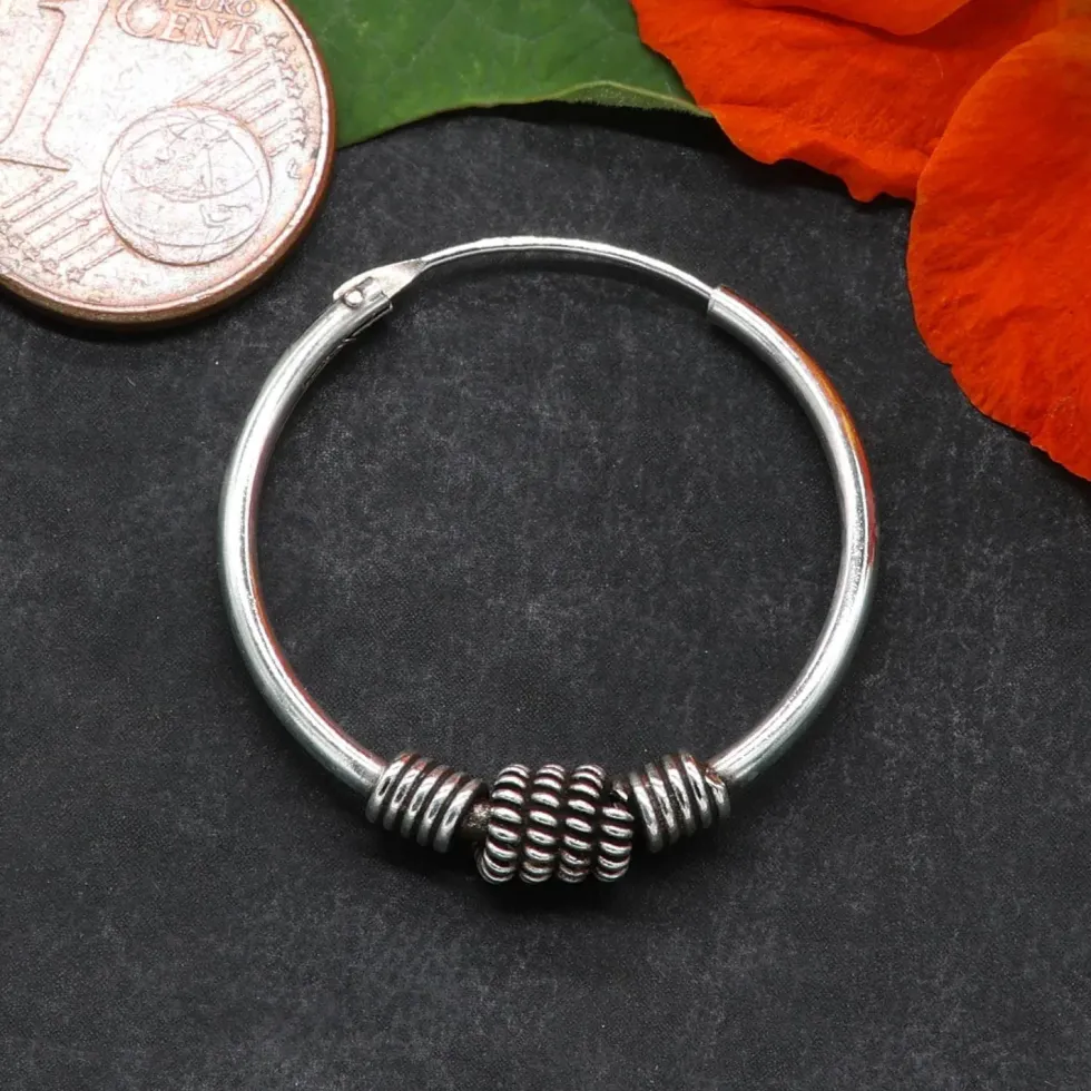 Creole 25mm / 1,7mm verziert 925 Silberschmuck