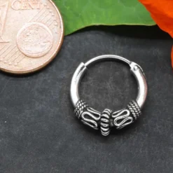 Creole 14mm / 2mm verziert 925 Silberschmuck