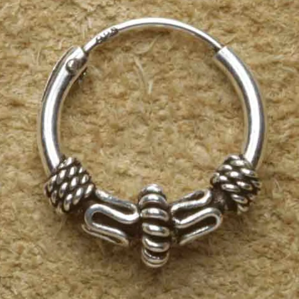 Creole 14mm / 2mm verziert 925 Silberschmuck
