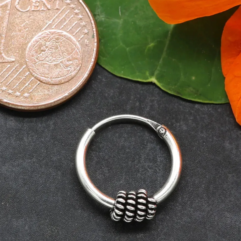 Creole 12mm 1,2mm verziert 925 Sterlingsilber