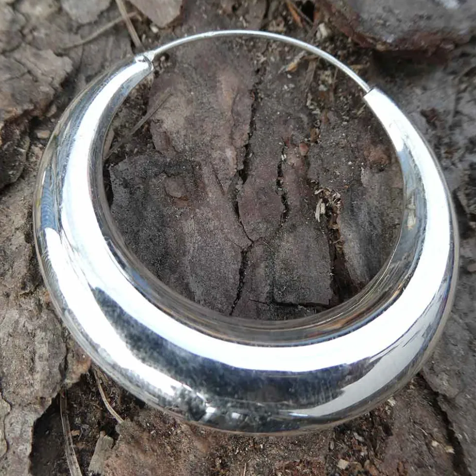 Creole Mond Ø 32 mm 925 Silber Ohrringe konisch