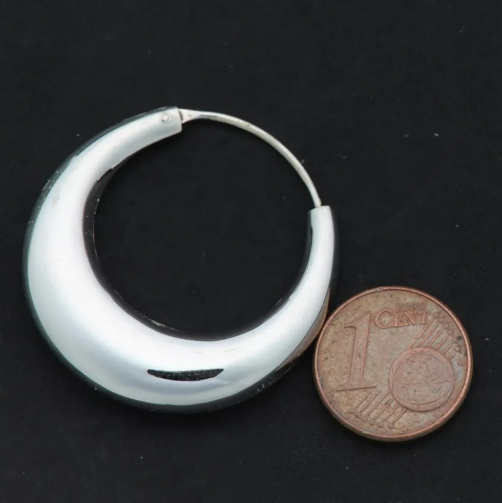 Creole Mond Ø 32 mm 925 Silber Ohrringe konisch