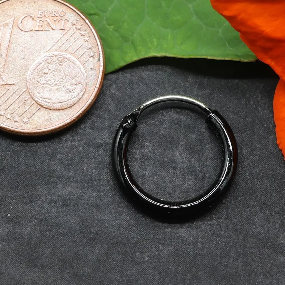 Creolen schwarz 14mm 1,2mm 925 Sterlingsilber