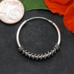 Creole Ohrring Ø 25mm 2mm Stärke umwickelt 925 Silber