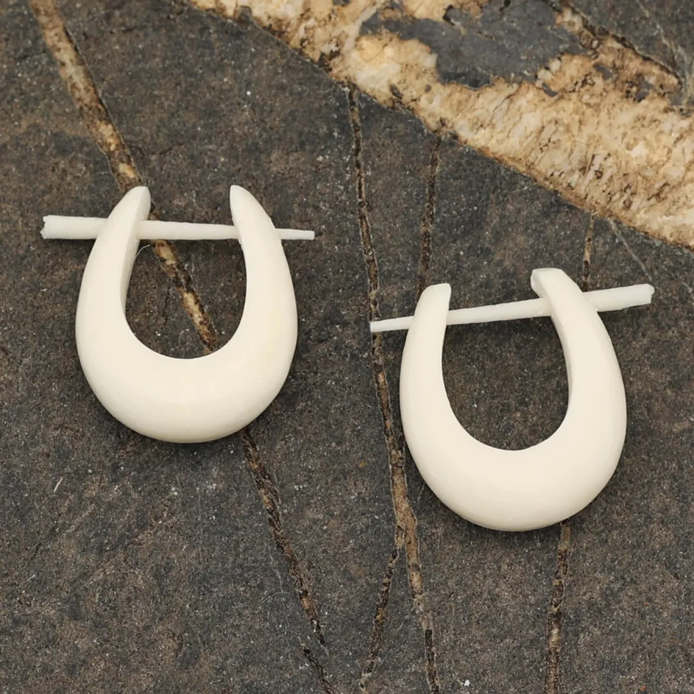 Creole oval Knochen Ohrring (Paar)