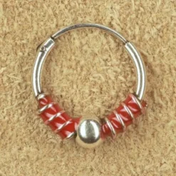 Creole rot 12mm 1.2mm mit Kugel 925 Silber Ohrschmuck