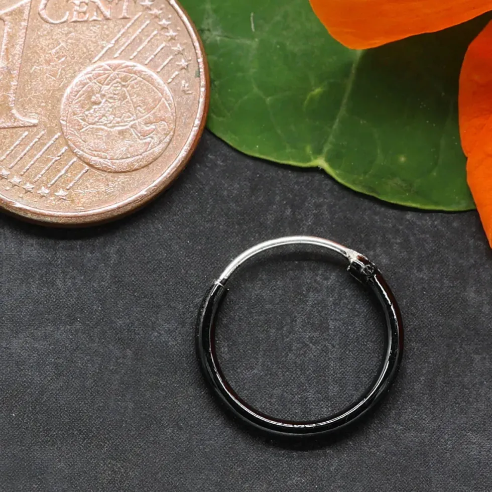 Creole schwarze 925 Silber 12 mm 1,2mm