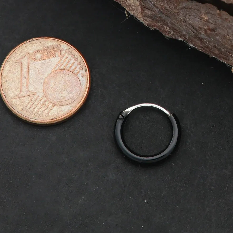 Creole schwarz 12mm -2mm Silberschmuck Ohrring 925 Silber