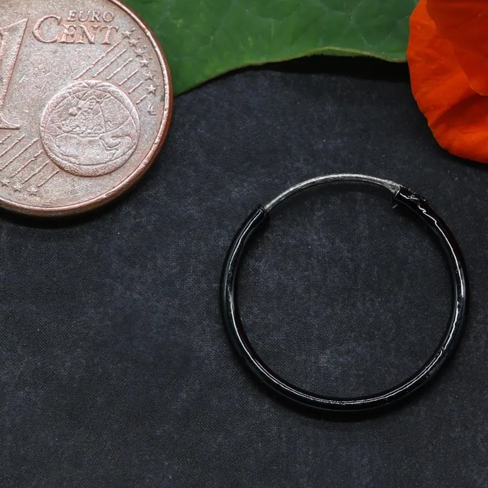 Creole Schwarz 925 Silber 16 mm 1,2mm