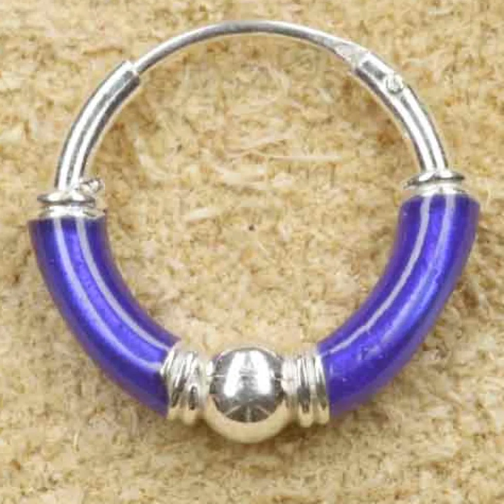 Creole 925 Silber Ohrring blau 12mm 2mm
