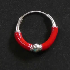 Creole 925 Silber Ohrring rot 12mm 2mm