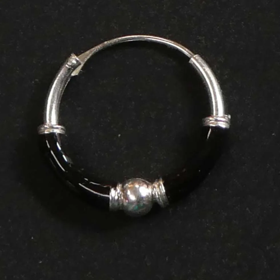 Creole 925 Silber Ohrring schwarz 12mm 2mm
