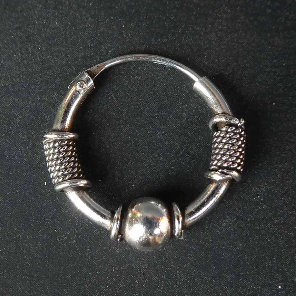 Creole Silber verziert mit Kugel 18 mm 2mm 925 Silber