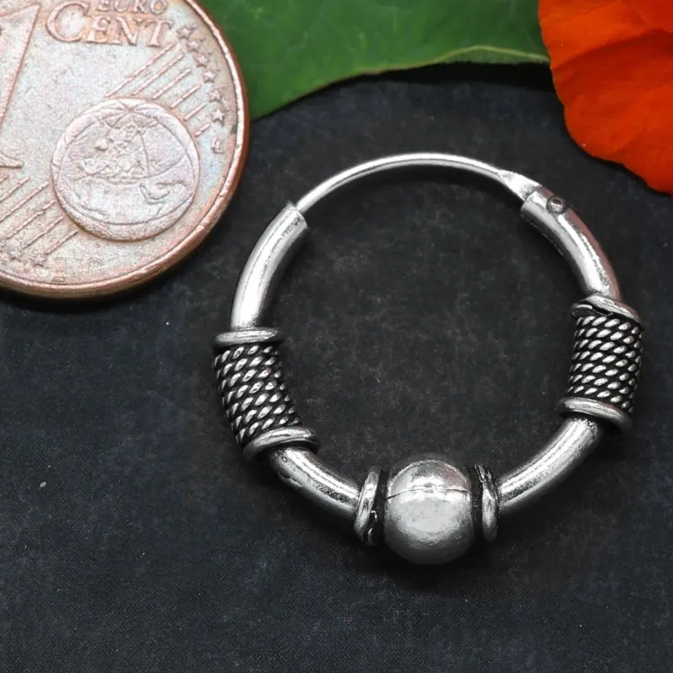Creole Silber verziert mit Kugel 18 mm 2mm 925 Silber