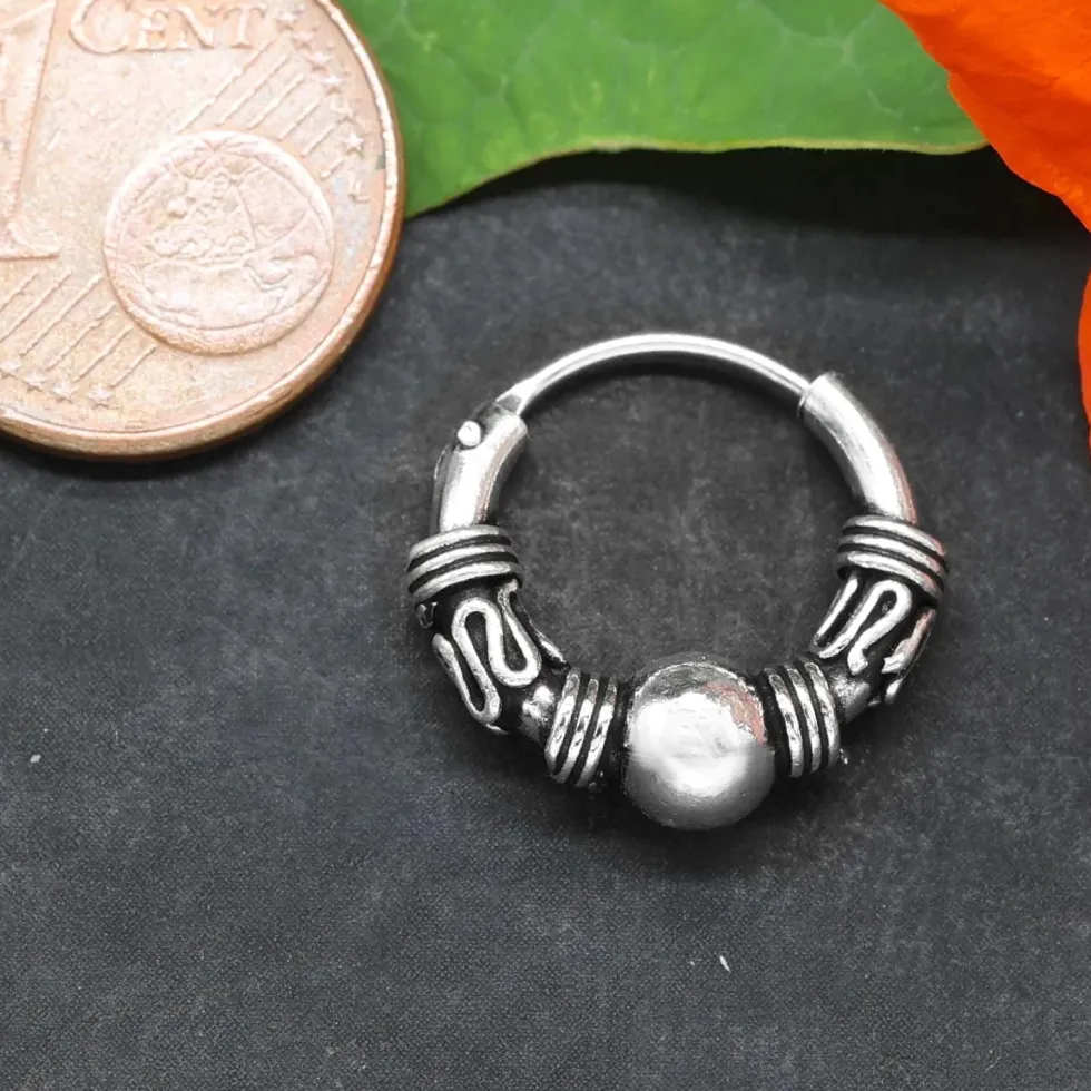 Creole Sterlingsilber 14 mm 2mm verziert