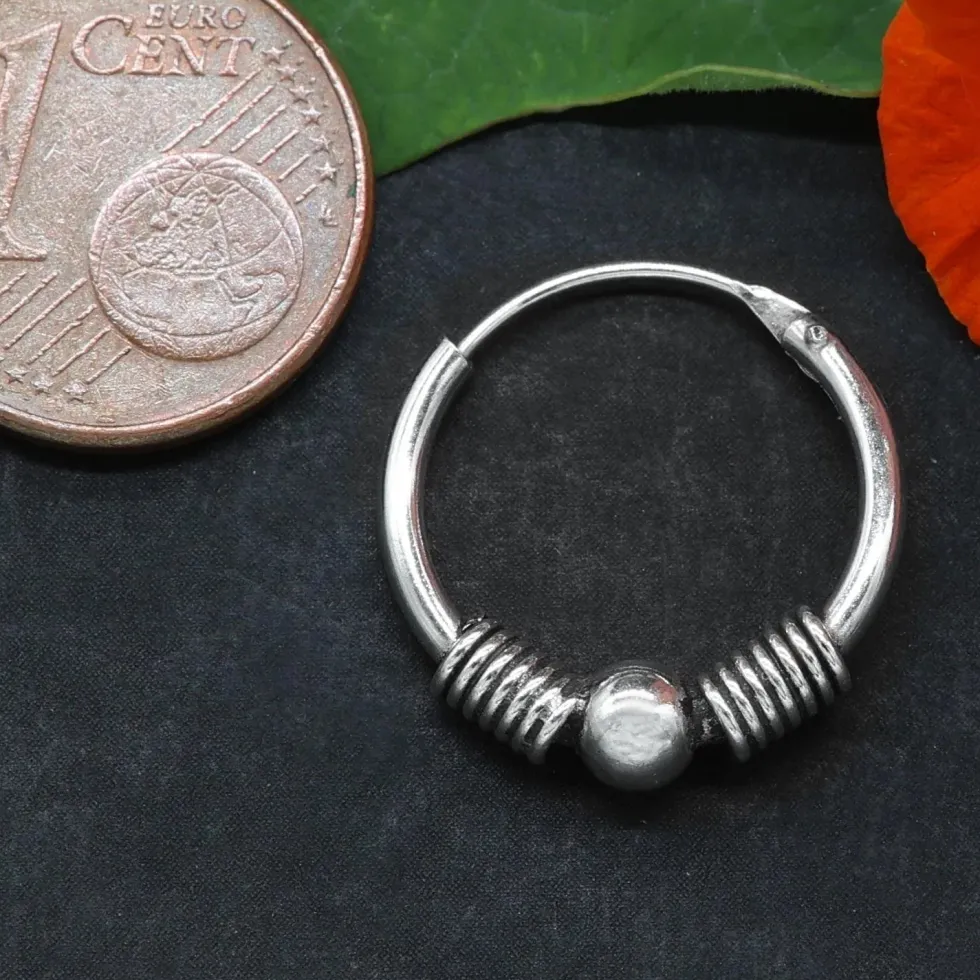 Creole verziert 16 mm / 2mm 925 Sterlingsilber