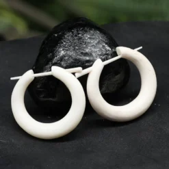 Creole vom Wasserbüffel Ø 2,5cm Knochen Ohrring Natur Schmuck (Paar)