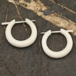 Creole vom Wasserbüffel Ø 2,5cm Knochen Ohrring Natur Schmuck (Paar)